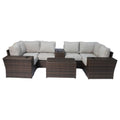 Outdoor Wicker Sectional Set with Cushions and Table, Seats 4-5